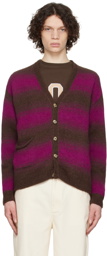 Pop Trading Company Brown & Pink Striped Cardigan