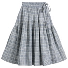 Story mfg. Women's Hand Orbit Skirt in Indigo Check
