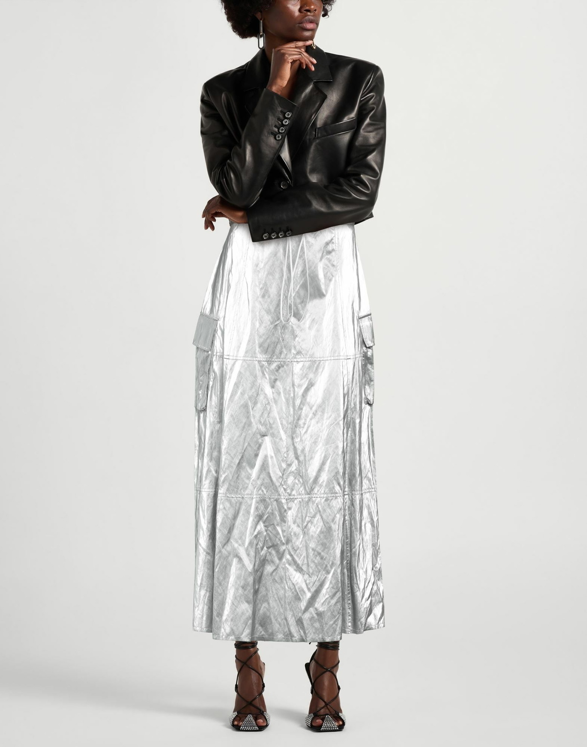 Jijil Womens Maxi skirt in Silver