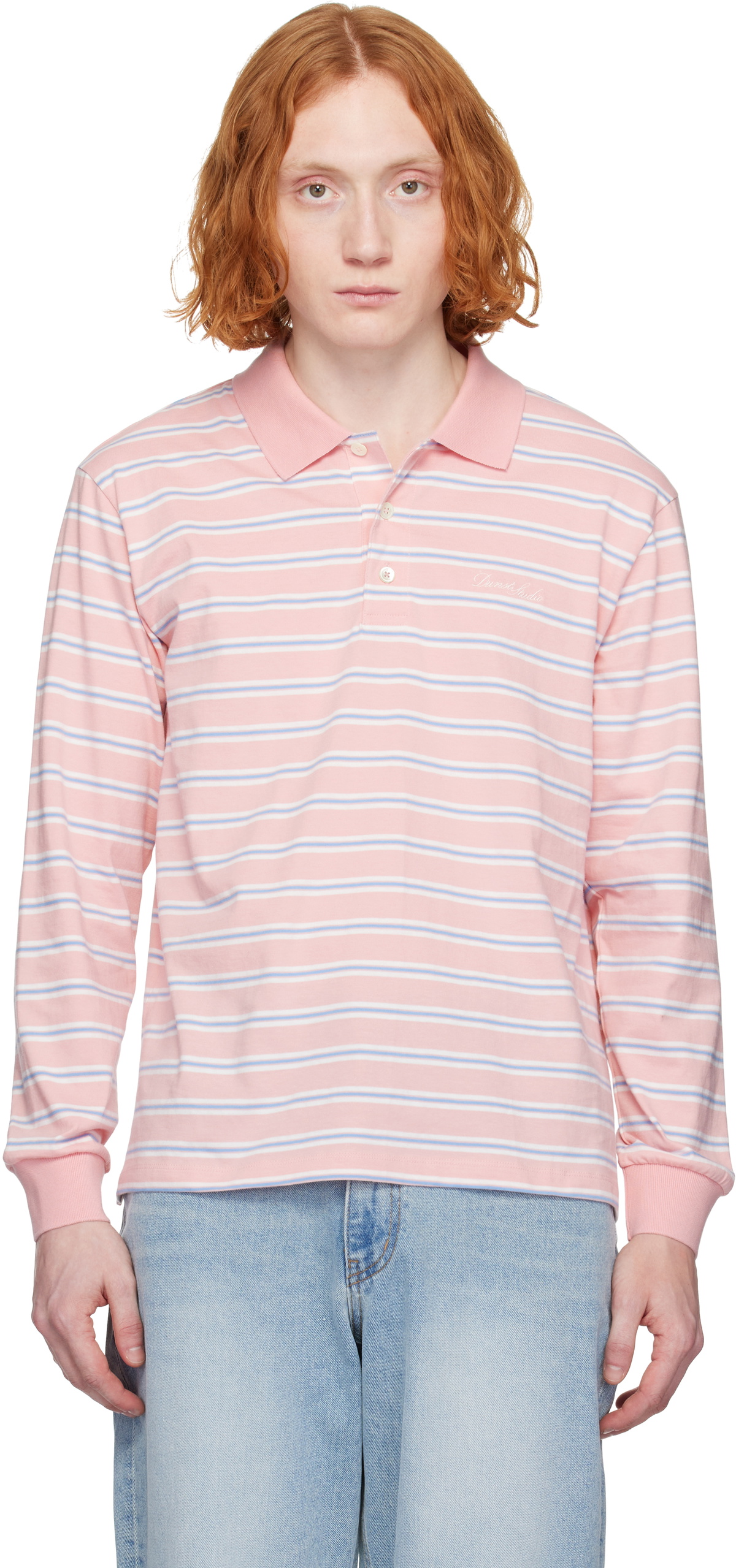 Dunst Pink & Blue Multi Stripe Collared Polo