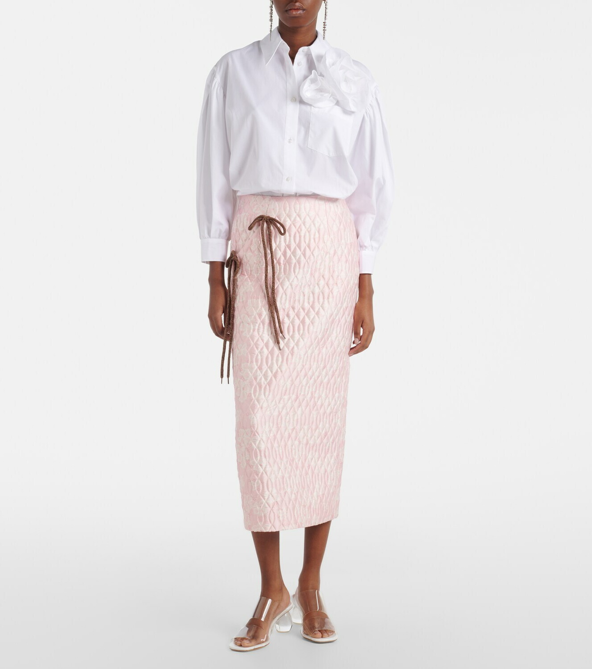 Simone Rocha Floral quilted pencil skirt