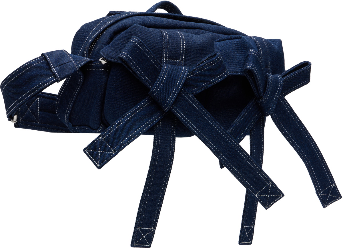 Simone Rocha Blue Beaded Classic Bow Crossbody Bag