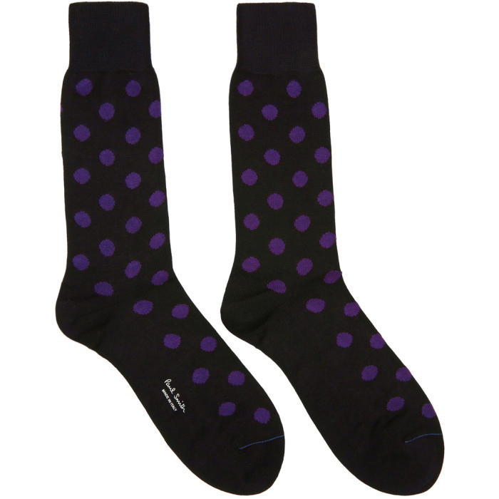 Photo: Paul Smith Black and Purple Bright Polka Dot Socks 
