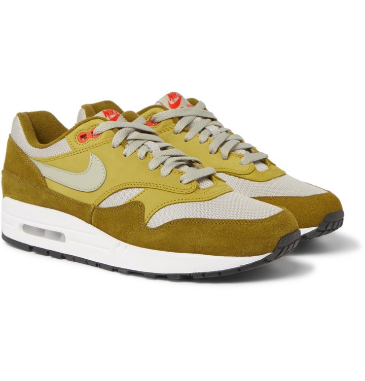 Photo: Nike - atmos Air Max 1 Premium Retro Suede, Nubuck and Mesh Sneakers - Men - Green