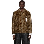 We11done Tan and Black Faux-Fur Leopard Zip-Up Jacket