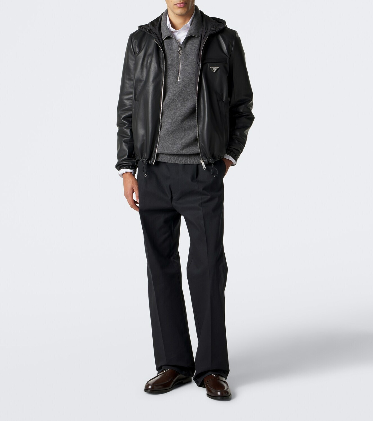 Prada Logo leather loafers