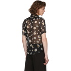 Saint Laurent Black Short Sleeve Flower Shirt