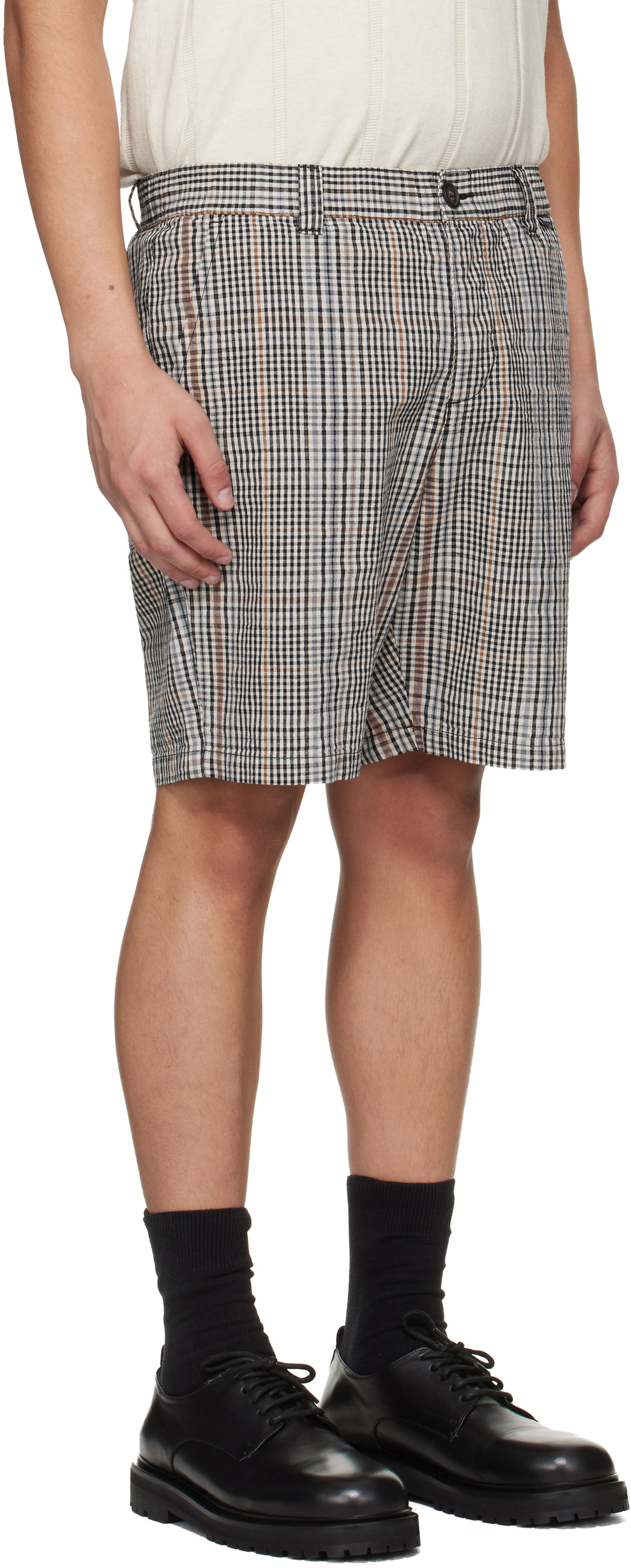 Barbour Off-White & Black Fife Checked Shorts