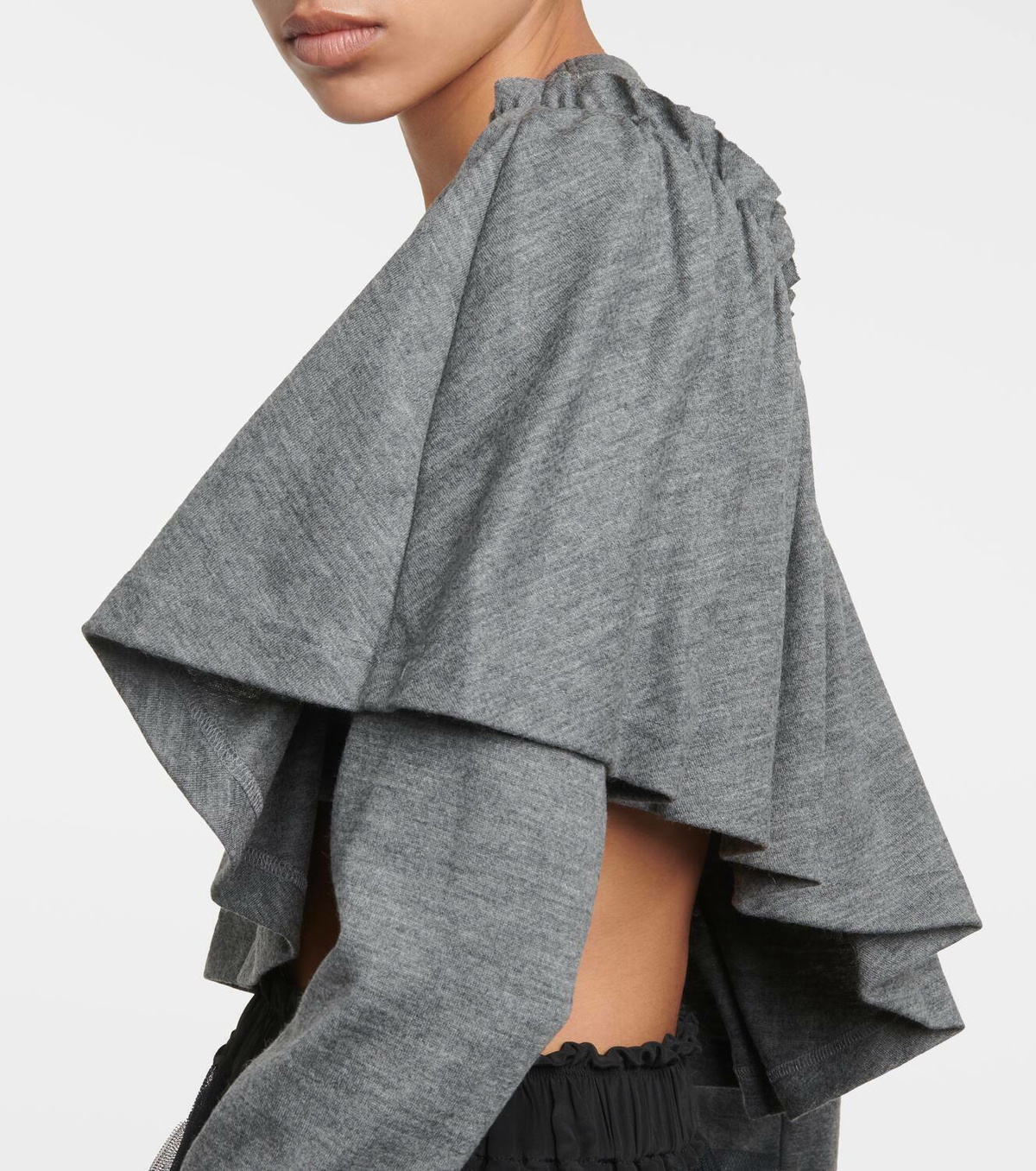Noir Kei Ninomiya Ruffled cropped wool sweater