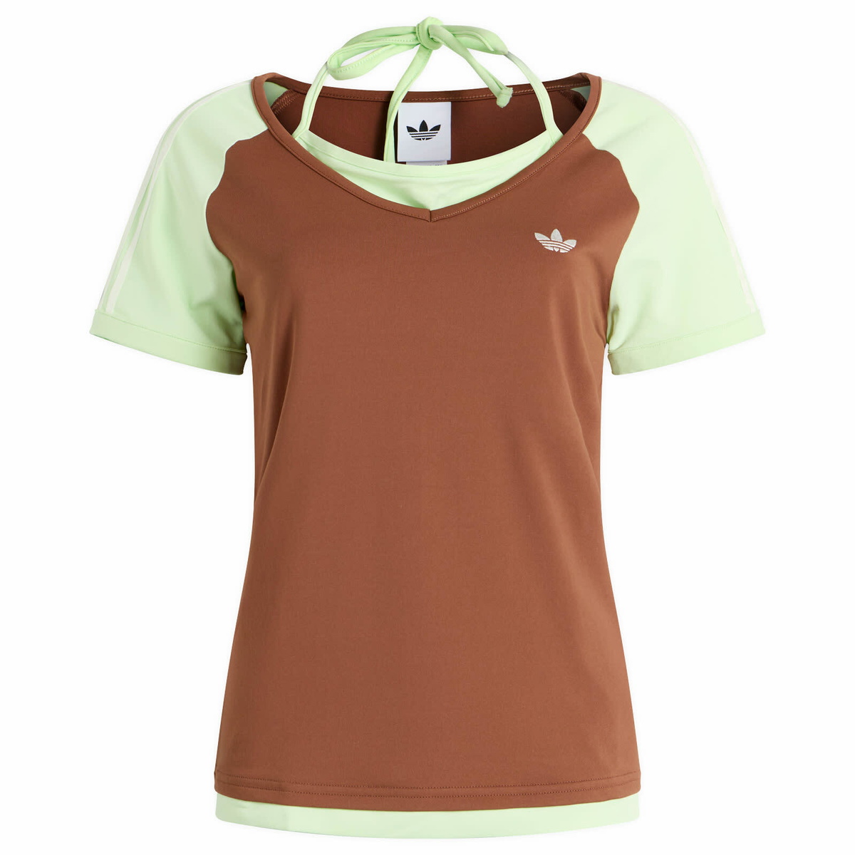 Adidas Women's Vintage T-Shirt in Preloved Brown/Semi Green Spark