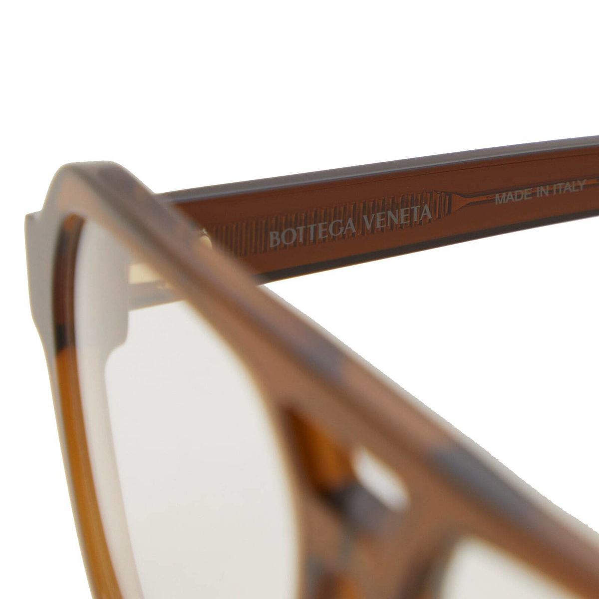 Bottega Veneta Eyewear Men's Bottega Veneta Triangle Stud Optical Glasses in Brown/Transparent 