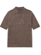 Lardini - Knitted Linen Polo Shirt - Brown