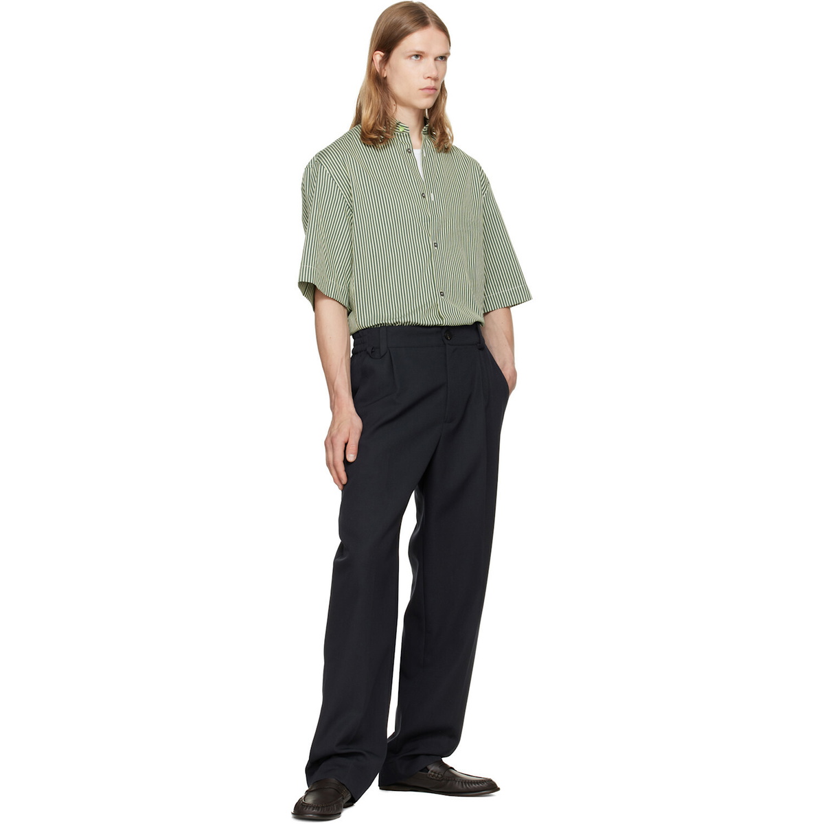Paul Smith Green Stripe Oversized Cotton-Silk Shirt