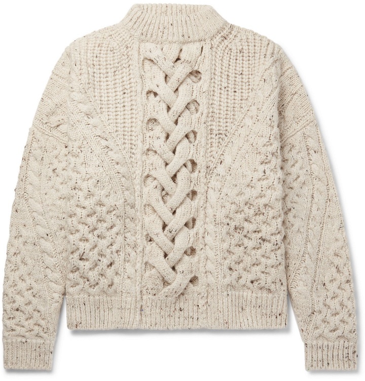 Photo: Isabel Marant - Jiarrenh Oversized Cable-Knit Wool-Blend Sweater - Neutrals