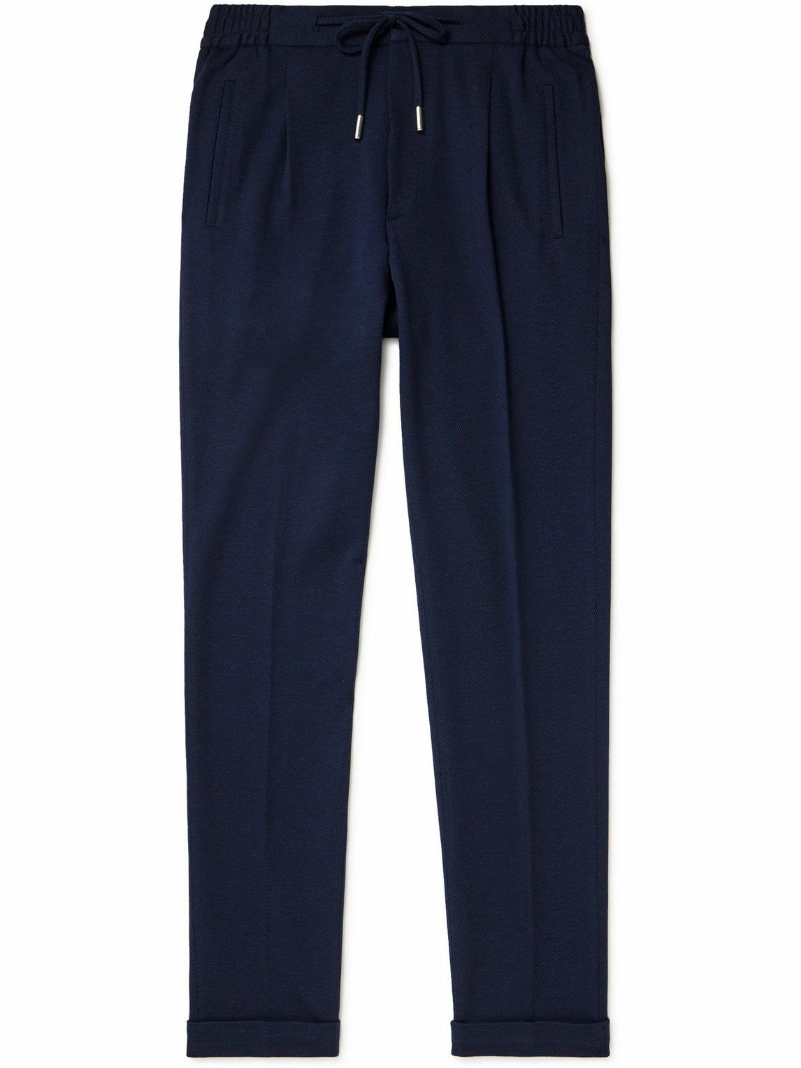 Thom Sweeney - Tapered Pleated Wool and Cotton-Blend Twill Drawstring ...