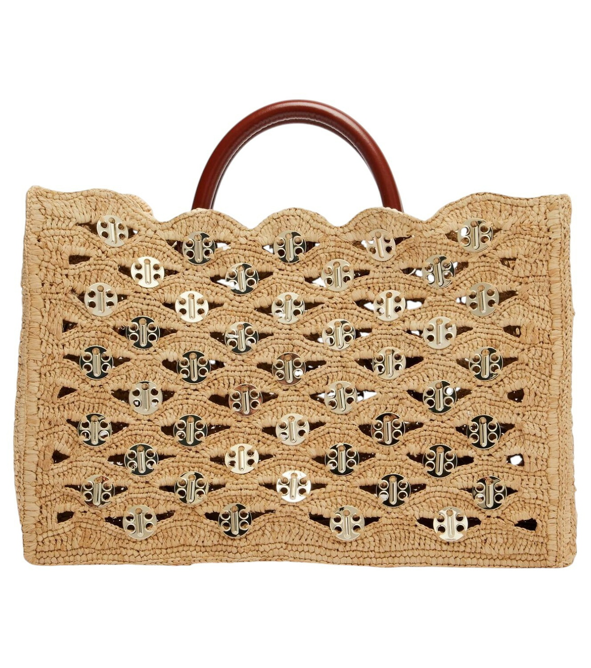 【Rabanne】 1969 embellished raffia shoulder bag 1969 embellished raffia shoulder bag in beige - Rabanne