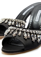 Manolo Blahnik Tulimu 70 Crystal-embellished Satin Mules Black