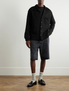 Les Tien - Camp-Collar Cotton-Fleece Overshirt - Black