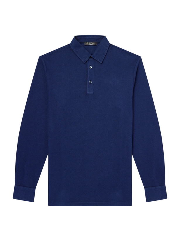 Photo: Loro Piana - Cotton-Piqué Polo Shirt - Blue