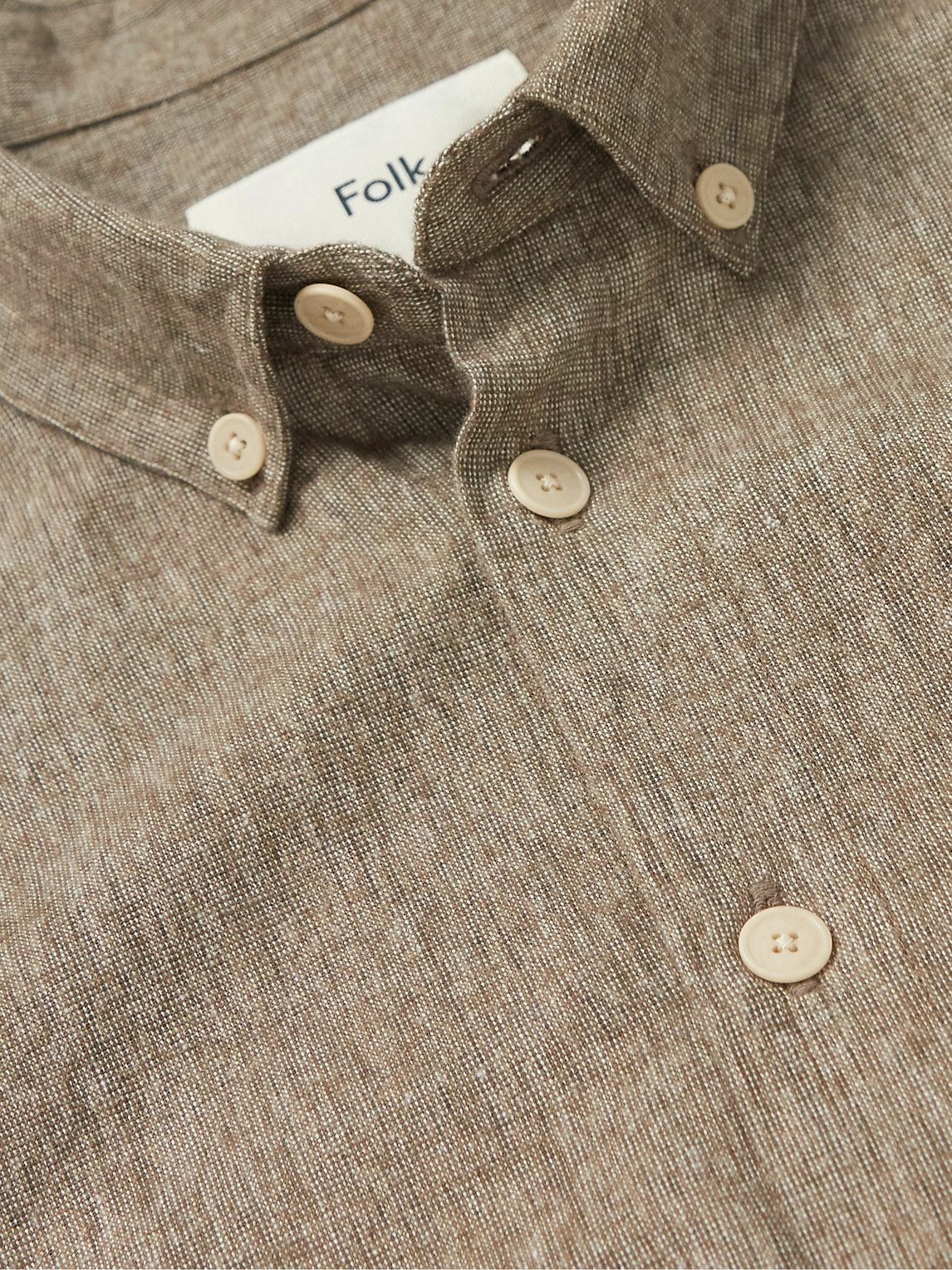 Folk Button Folk - Button-Down Collar Cotton Shirt - Brown Folk