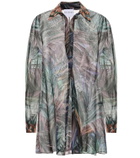 Halpern Printed georgette lamé shirt dress