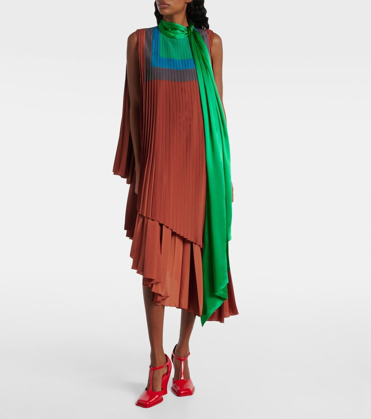 Loewe Pleated asymmetric midi dress