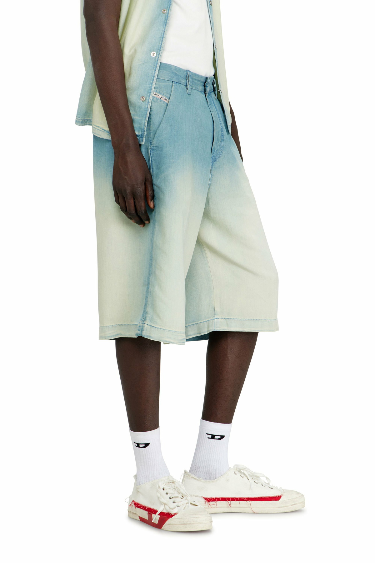 Diesel Shorts in fluid overdyed denim - Denim short pants Mens in Blue
