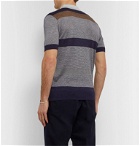 Giorgio Armani - Slim-Fit Striped Silk, Cashmere and Linen-Blend Polo Shirt - Blue