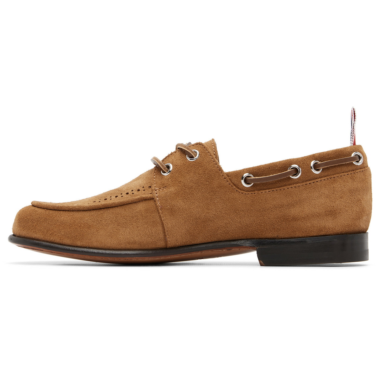 Thom Browne Tan Suede Flex Leather Sole Boat Shoes