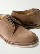 Brunello Cucinelli - Leather-Trimmed Suede Derby Shoes - Brown