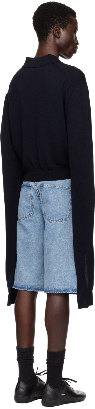 Coperni Navy Knotted Sleeves Polo