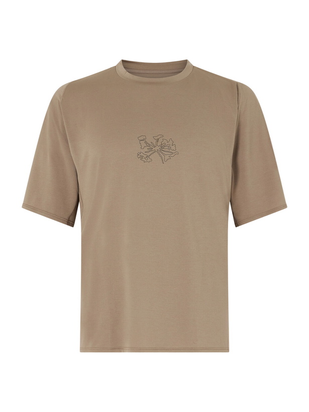 Photo: Portal - Lateral Peak Logo-Print Recycled-Jersey T-Shirt - Brown