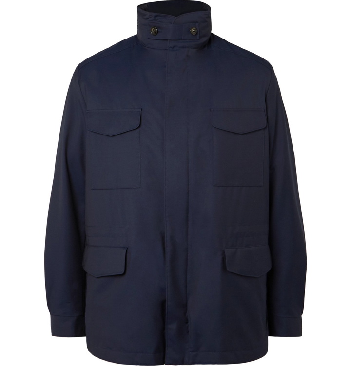 Photo: Loro Piana - Rain System Virgin Wool-Blend Field Jacket with Detachable Quilted Shell Liner - Blue