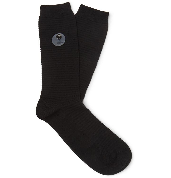 Photo: Folk - Logo-Appliquéd Ribbed Stretch Cotton-Blend Socks - Black