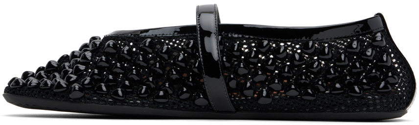 ALAÏA Black Studded Fishnet Ballerina Flats ALAÏA