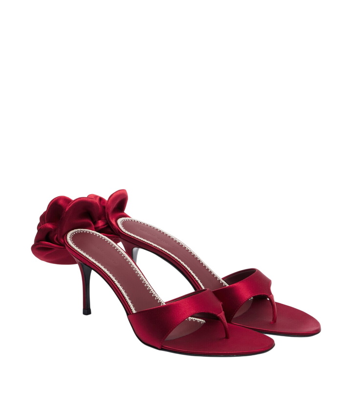 Photo: Magda Butrym Floral-appliqué satin thong sandals
