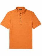 Zegna - Slim-Fit Linen Polo Shirt - Orange