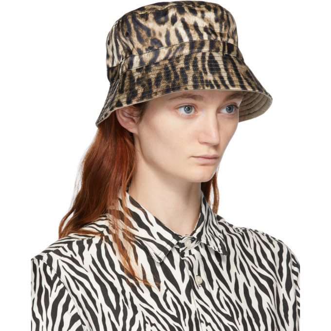 R13 Reversible Khaki Leopard Bucket Hat R13