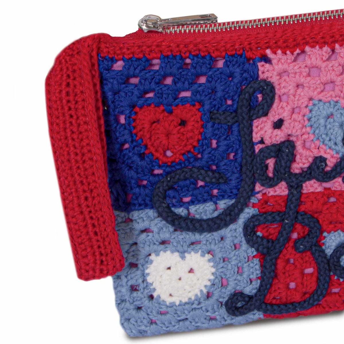 MC2 Saint Barth Parisienne Crochet Pouch Bag With Heart Embroidery