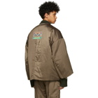 A. A. Spectrum Reversible Khaki and Black Mandarin Puffer Jacket
