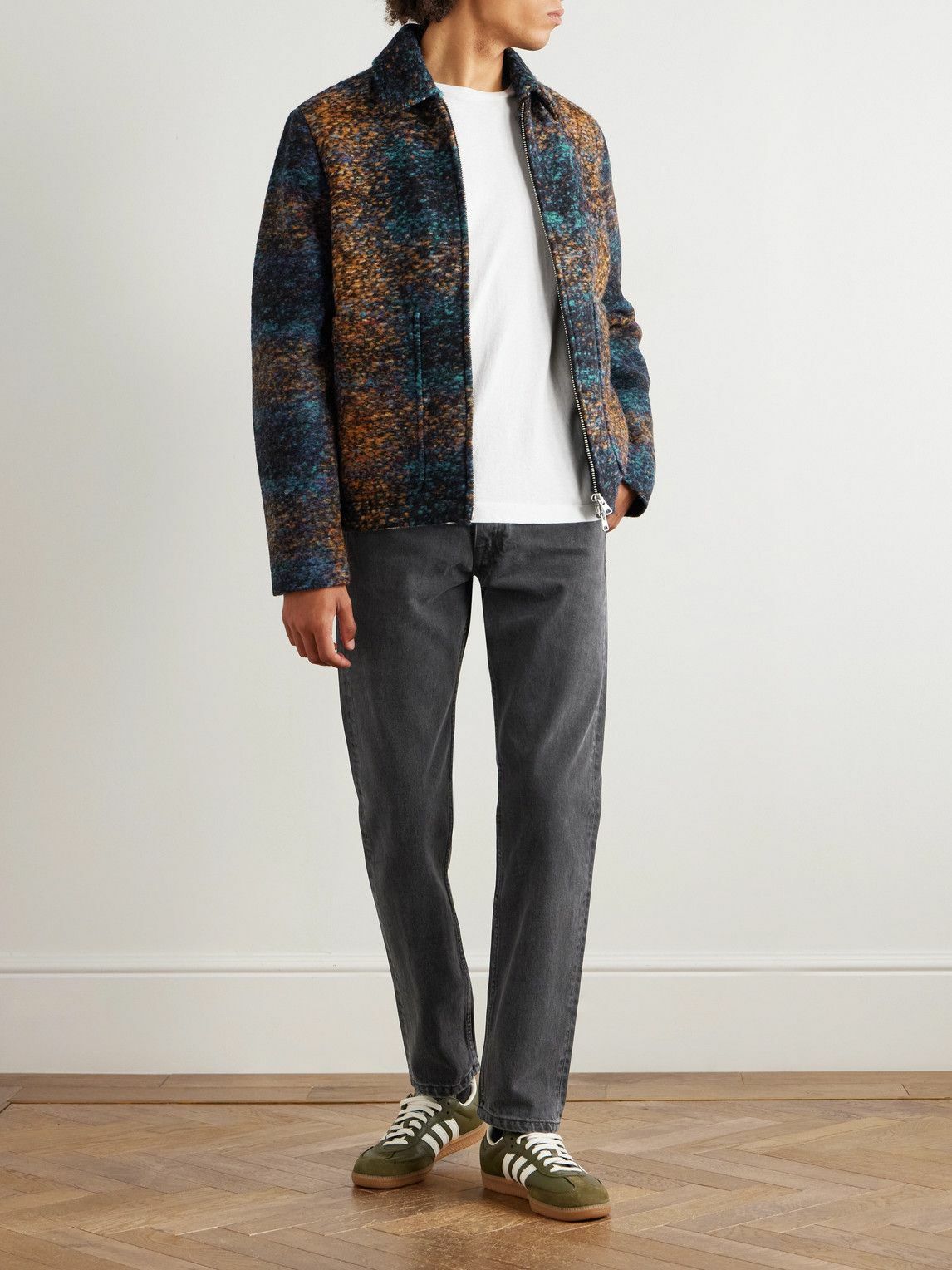 NN07 - Gael 80267 Wool-Blend Jacquard Jacket - Blue