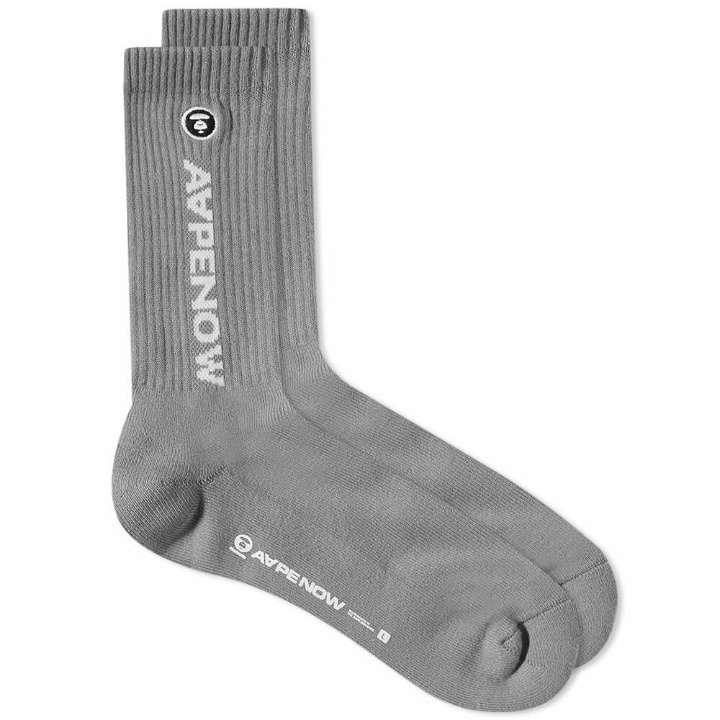 Photo: Men's AAPE Ribbed Logo Sock in Grey