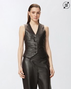 Pinko Reimagine By Pinko X Patrick Mc Dowell Leather Waistcoat Deep Brown