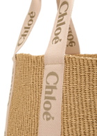 Chloe Woody Logo-embroidered Raffia Basket bag - Beige - One Size