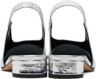 Aeyde Silver Dua Laminated Leather Slingback Heels
