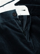 De Petrillo - Pleated Cotton-Blend Corduroy Trousers - Blue