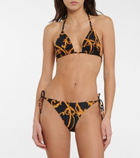 Ganni - Printed self-tie bikini bottoms