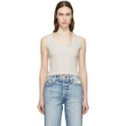 Amo Off-White Rib Crop Tank Top