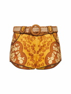 ZIMMERMANN - Raie Printed Linen Mini Shorts