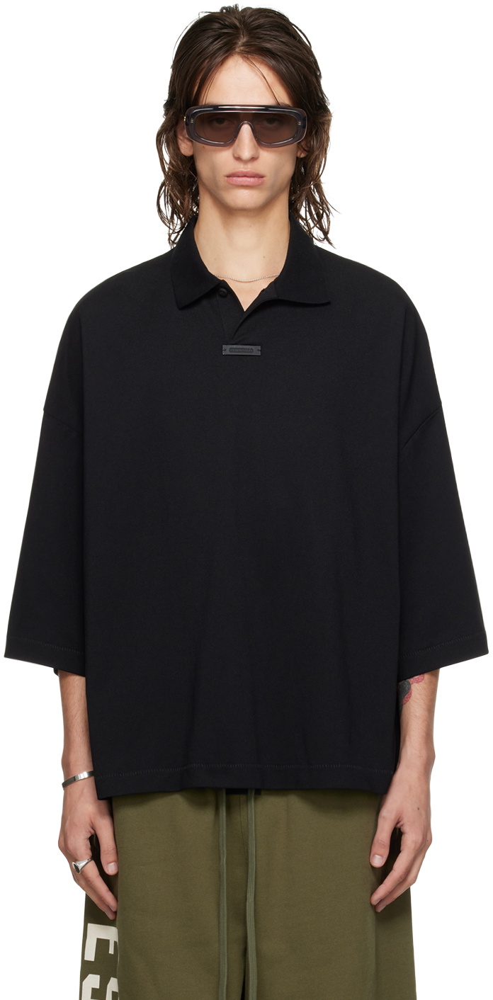 Fear of God ESSENTIALS Black Logo Patch Polo Fear Of God Essentials